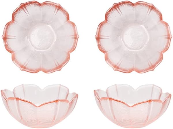 4 st glasblomformade aptitretare tallrikar kryddfat doppningssida -