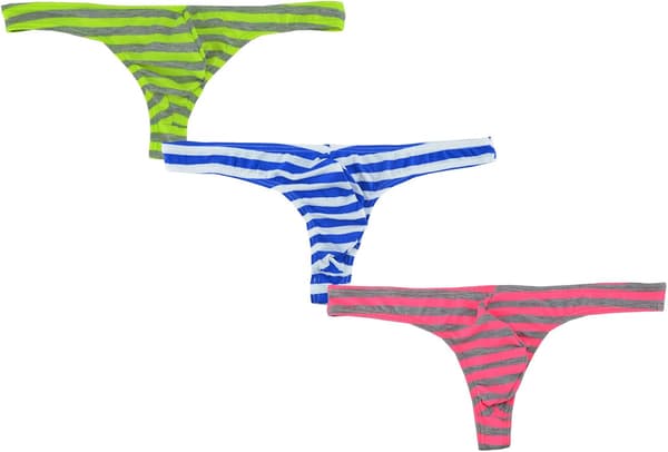 NNK22 Tanga för män, elastisk, slät, randig, 3-pack färg 1 M Farbe 1 M