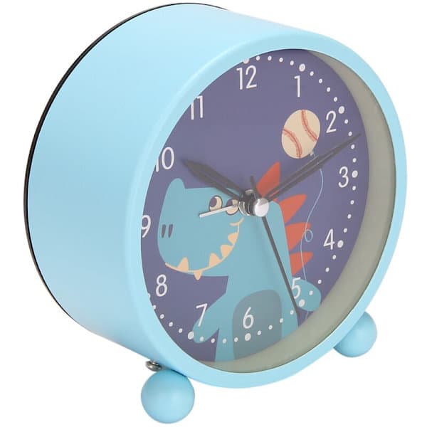 Kids' Alarm Clock with Night Light, Analog Alarm Clock for Children, Clock with Snooze Function for Bedroom, Compact Non-Ticking Blue