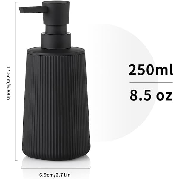 2 stk. Sæbedispenser Sæt Fritstående Sort til Køkken Badeværelse Toilet 17x7cm