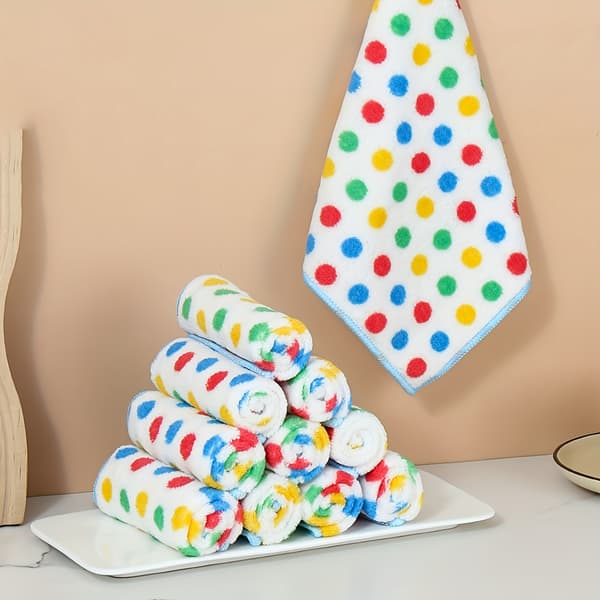 5-pack prickiga kökshanddukar i korallfleece, tjocka absorberande disktrasor, rengöringsdukar [YJD] Vågmönster/5 st Wave Dot Pattern/5pcs