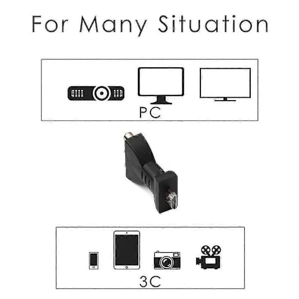HDMI-kompatibel han til 3 RCA hun komposit AV lyd- og videoadapterkonverter til TV Sort
