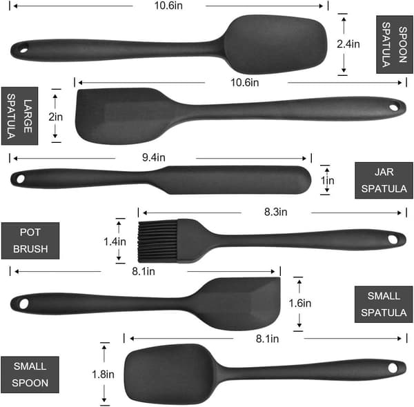 6 Pcs Silicone Spatula, Kitchen Spatula, Food Grade Silicone