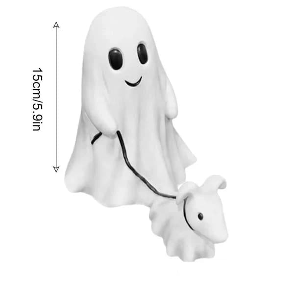 Spøkelseshundturstatue Halloween Spøkelseshundturstatue Søt Krans Liten Spøkelseshundtur De