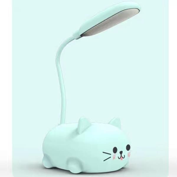 LED-skrivebordslampe til børn, sød katte-lampe USB genopladelig læselampe, bærbar LED-bordlampe (blå)