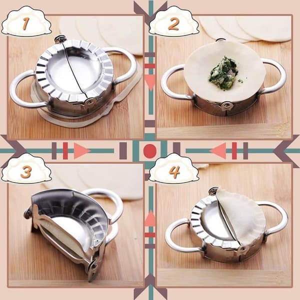 Sett med 2 Ravioliformer, Bakeverktøy i Rustfritt Stål, Dumpling Maker, Deigkutter, Dumplingmaskin