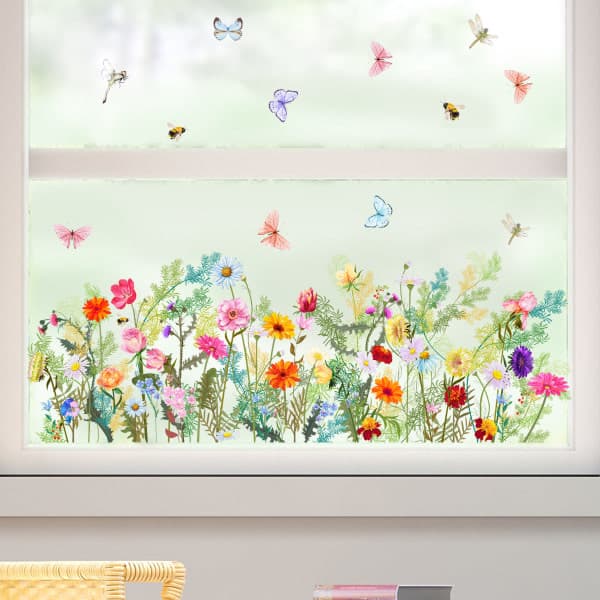 Anti-collision Iris Garden Flower Window Decals Glass Stickers