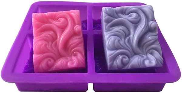 4-pack Ocean Wave Silikon Tvålform, 3,5 oz Rektangulära Nautiska Virvelformar för Handgjord Tvål, Lotion Bars, Resin Hantverk