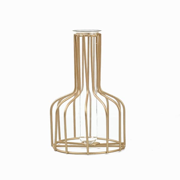Vase med smijernsramme, geometrisk metallvase