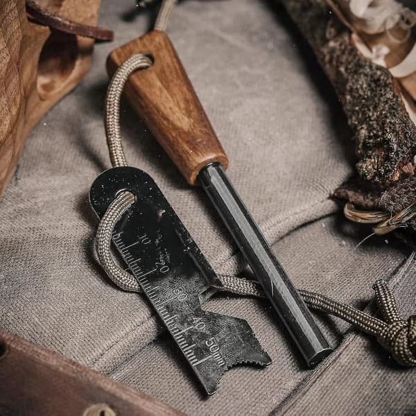 Ildstarter Tyk Bushcraft Ildstål Med Håndlavet 20.000 Slag Traditionel Ferro Rod