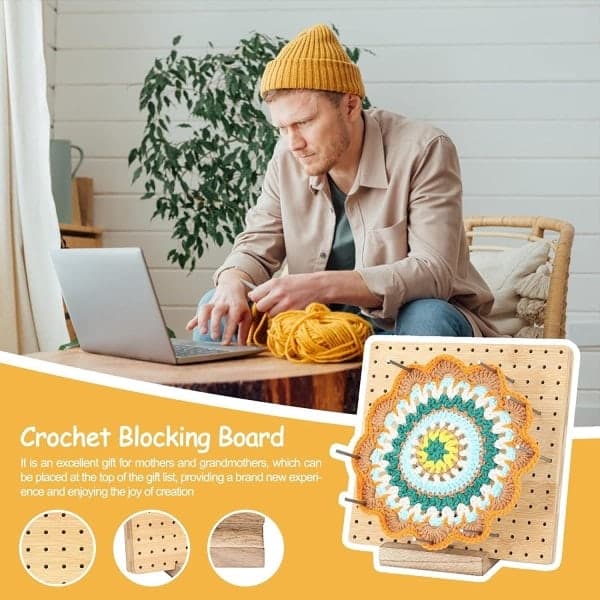 Crocheted Gifts for Granny Square Lovers - Bamboo Blocking Board for Knitting and Crocheting