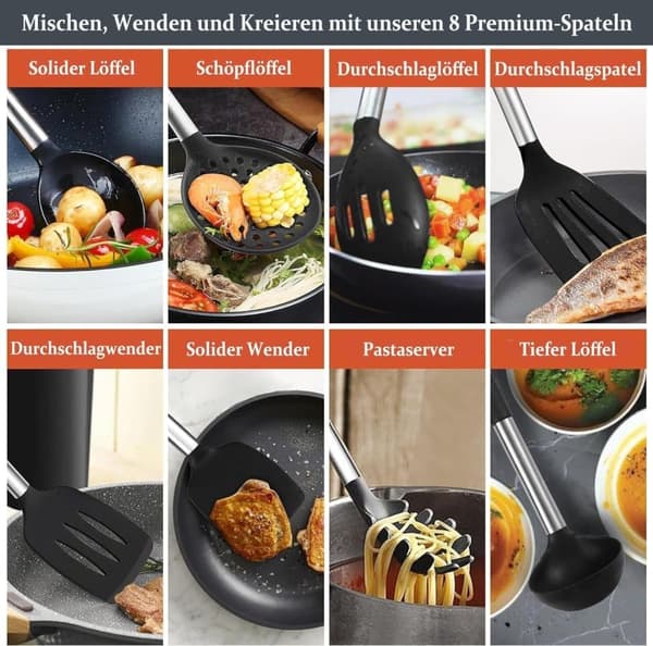 Kitchen Utensil Set - Cooking Utensils - 25 Pieces - Silicone Cooking Tools, Complete Kitchen Set