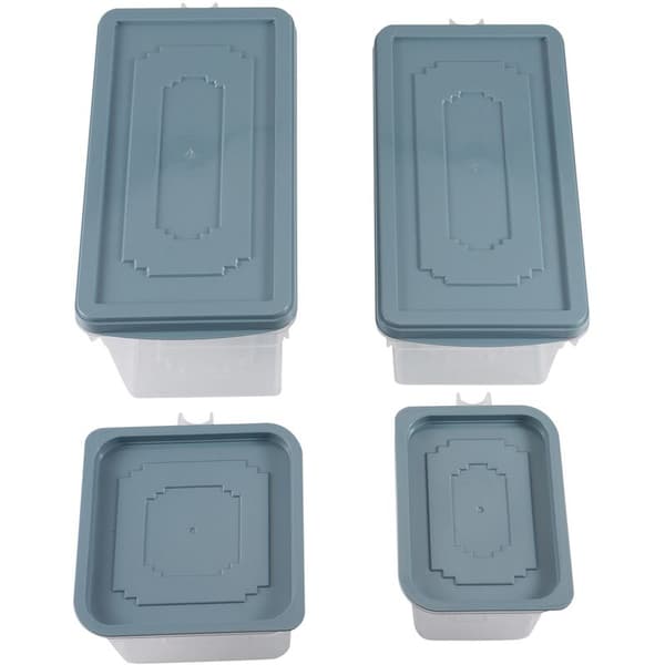 Household Kitchen Storage Box Fruit Vegetable Egg Refrigerator Storage Box Transparent Sealed Refrigerator Storage Box, Blue