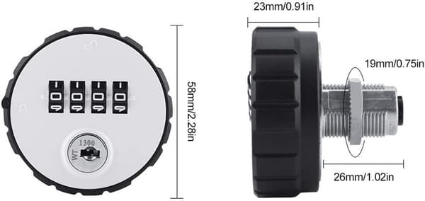 4-digit Combination Cam Lock 26mm Zinc Alloy Security Cabinet Lock