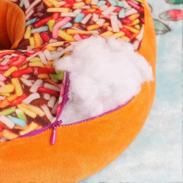 Round cushion with interesting donut print, plush, used for office chairs or car seats