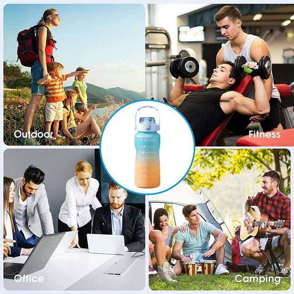 2000ml Gradient Time Scale Blue Sports Water Bottle KLB