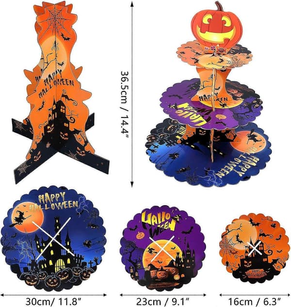 Halloween Cupcake-stativ med Halloween Kagepynt til Halloweenfest