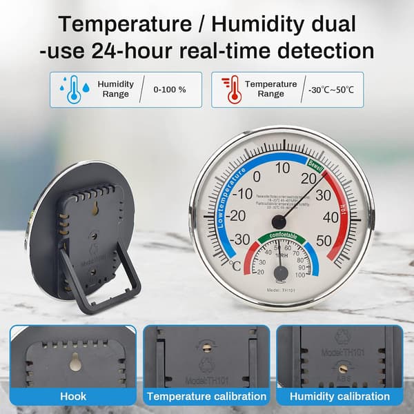 2-pack termohygrometer, termohygrometer, inomhus- och utomhustermometer hygrometer, trådlös termohygrometer analog hygrometer för kontor hem Ro