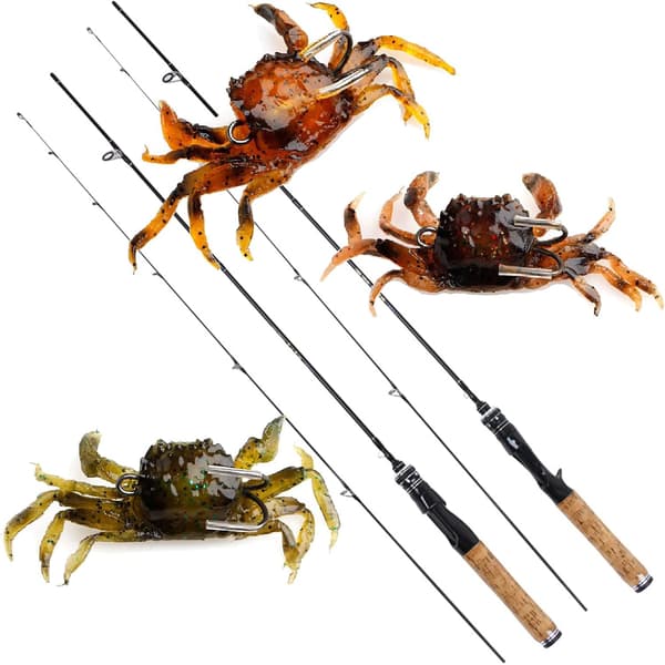 3D Simulated Crab Bait with Sharp Hooks, Suitable for Fresh and Saltwater