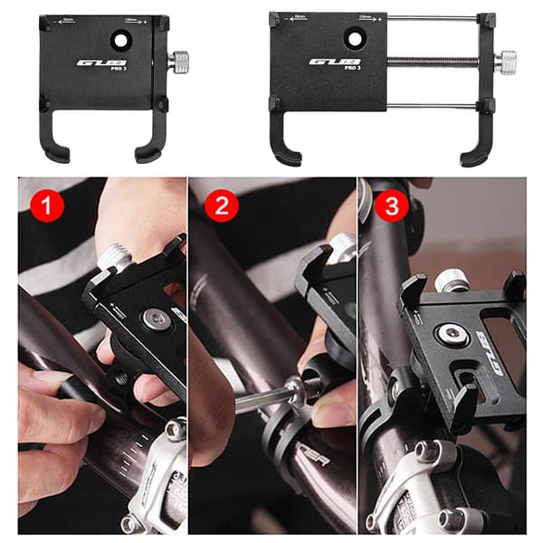 Gub Pro3 Shockproof Adjustable Aluminum Alloy Phone Holder with Eagle Claw Shape for Bicycle Silver Silver