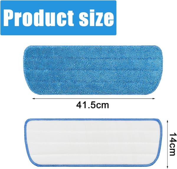 2 stk. Moppe Udskiftning, Udskiftningsrengøringsovertræk Moppe Udskiftningspuder, Mikrofiberspraymoppe til Spraymopper, 42 x 14 cm