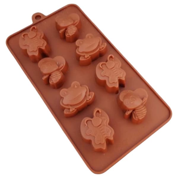 Silikoneform Dyremotiver 8 Rum – Til Chokolade, Slik & Gelé