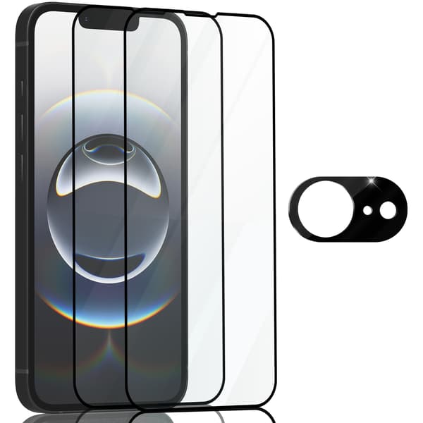 2-pack iPhone 16E Skärmskydd & 1-pack Linsskydd - Härdat Glas 9H - Superkvalitet 3D