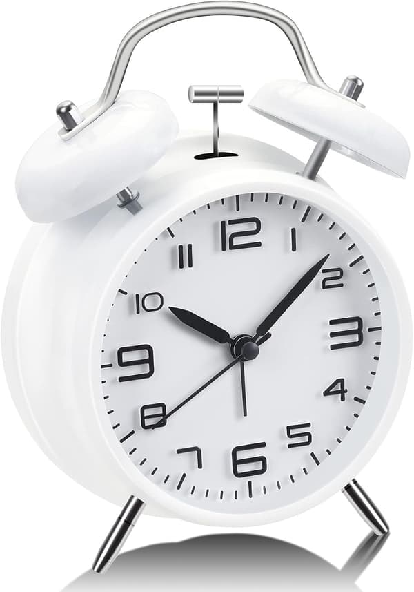 Twin Bell Analog Alarm Clock with Night Light, Retro Kids Alarm Clock