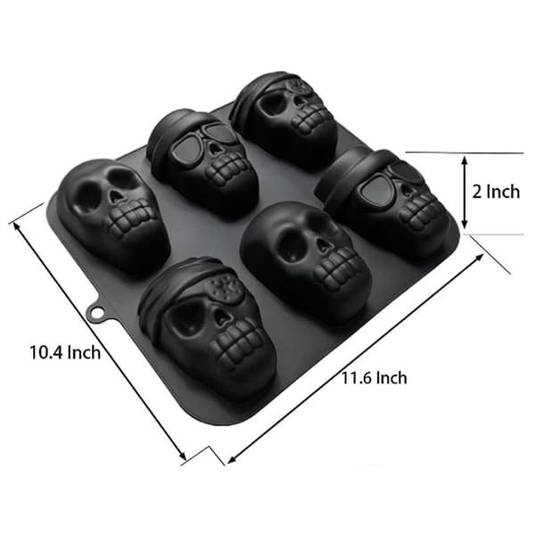Kranieformet Silikone Bageform til Muffins, Kranieformet Piratkageform, Bageform [Db] Black