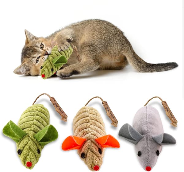 3 st Leksaker, Möss och Interaktiva Husdjur för Innekatter och Kattungar