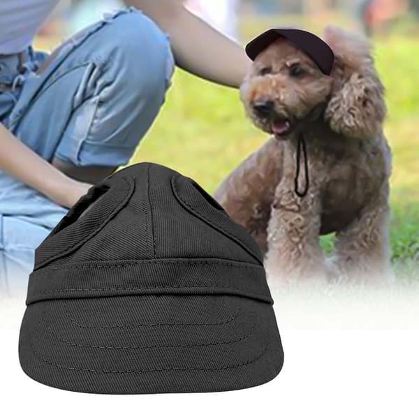 Justerbar kasket til hund og kat, solbeskyttelse, baseballkasket, udendørs, sport (sort, L)