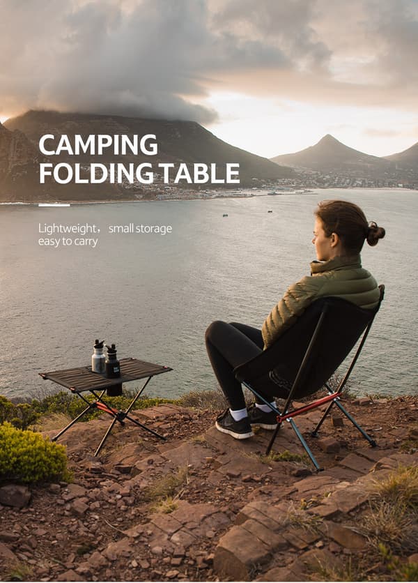 Bærbart Ultralet Opbevaringsbord til Udendørs Camping i Aluminium
