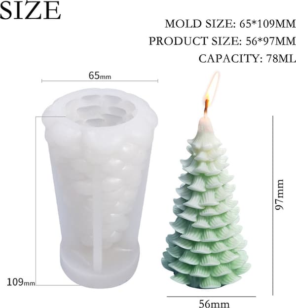 Juletræ silikone lysform - et stykke - 78 ml - lysfremstilling - 6,5 cm