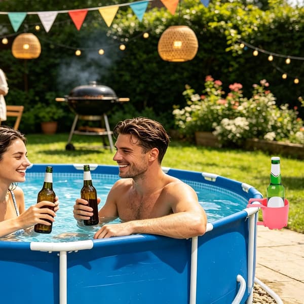 Pool-kopholder 4-pak lækagesikker stabil bakke rose - rose