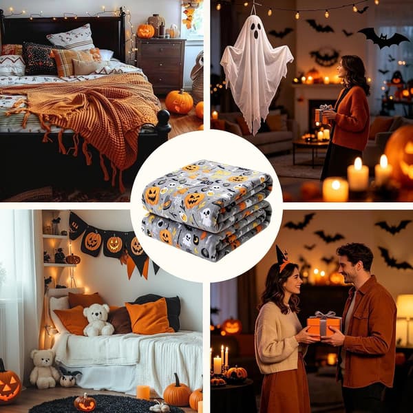 Halloween-tæppe af flannel, blødt og maskinvaskbart 100 x 130 cm C 100 X 130 Cm C