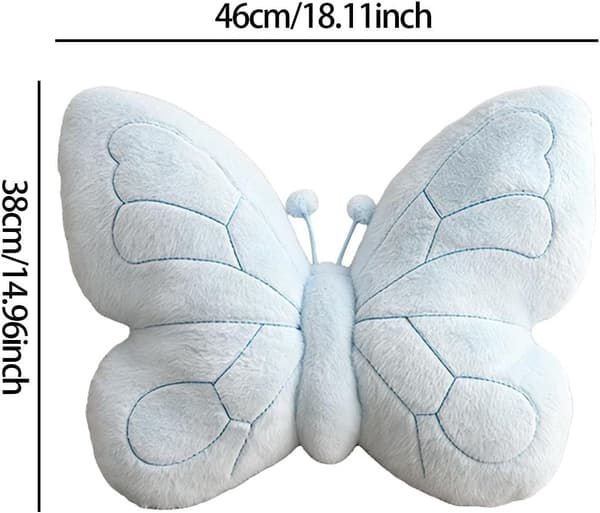 Sommerfuglformet pute myk dekorativ sommerfuglpute lyseblå - Hellblau