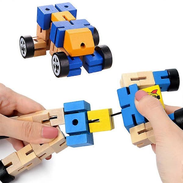 Transformationsrobot Byggeklodser Trælegetøj til børn Autobot Figur Model Puslespil Læring Intelligens Legetøjsgaver [DB] Rød Red