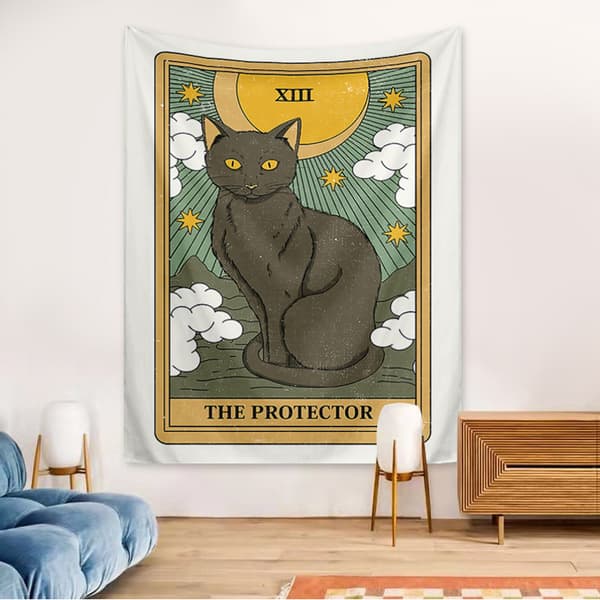 130x150cm Sort kat vægtæppe til naturdekorationer