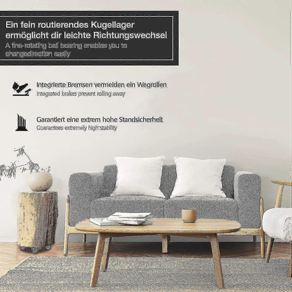 1 Sæt med 4 møbelhjul 25 mm - Kraftige hjul, der ikke efterlader mærker - Små hjul til indendørs brug