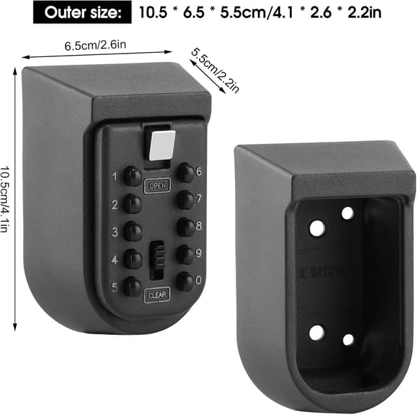 Key Cabinet Wall Mounted 10-Digit Push Button Combination Key Storage Security Lock Box for Indoor or Outdoor (Wall Mounted)