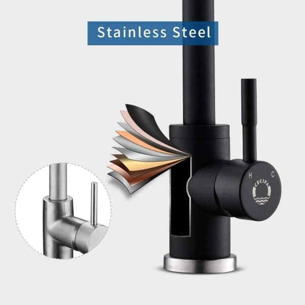 Kitchen Faucet, Tall Swivel Single Handle Sink Mixer, Matte Black