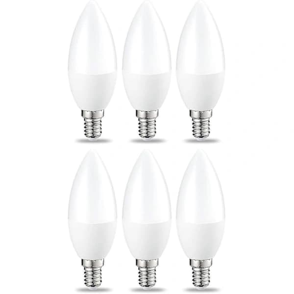 6-pack Small Flame Shaped LED Bulbs Edison Screw Base E14 5w (40w Equivalent) Warm White Non-Dimmable