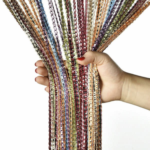 String Door Curtain Room Divider Tassel for Wall and Window Decoration Silver Grey Silver Grey