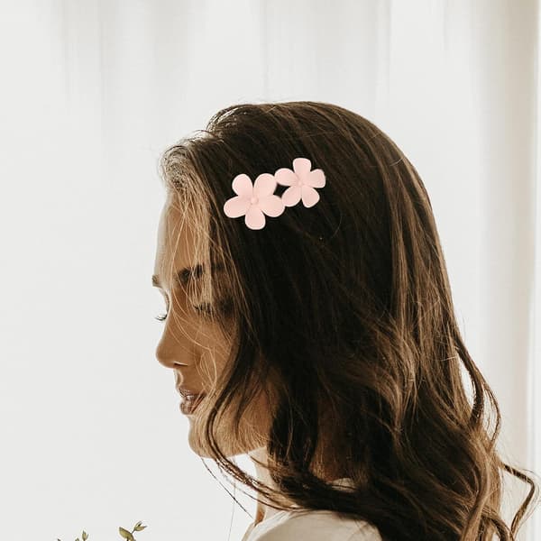 10 stk. blomsterhårklemme Næbklips af plastik, lyserød stor sideklips til styling til fint hår kvinder -