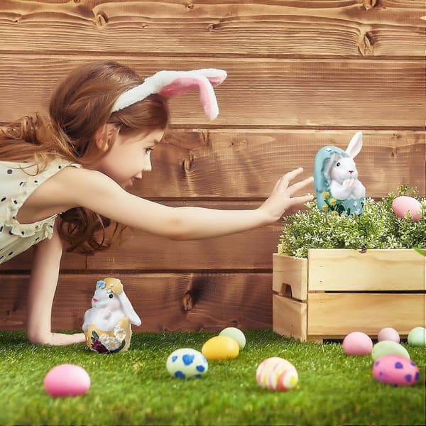 Menstrual Easter Bunny Decorations Resin Figurines for Spring Home Decor Tabletop Ornaments 4-inch Rabbit Statues (FMY)