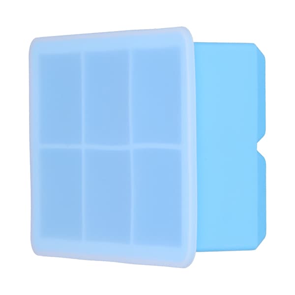 Large Silicone Ice Tray with Lid - 6 Cavity Ice Maker for Ice Cubes, Cakes, Chocolate, Pudding (Sky Blue)