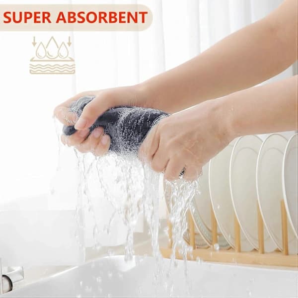 6-pack 34x34cm Waffle Weave Cotton Kitchen Towels, Quick-Drying and Absorbent Cleaning Cloth with Hanging Loop Espresso