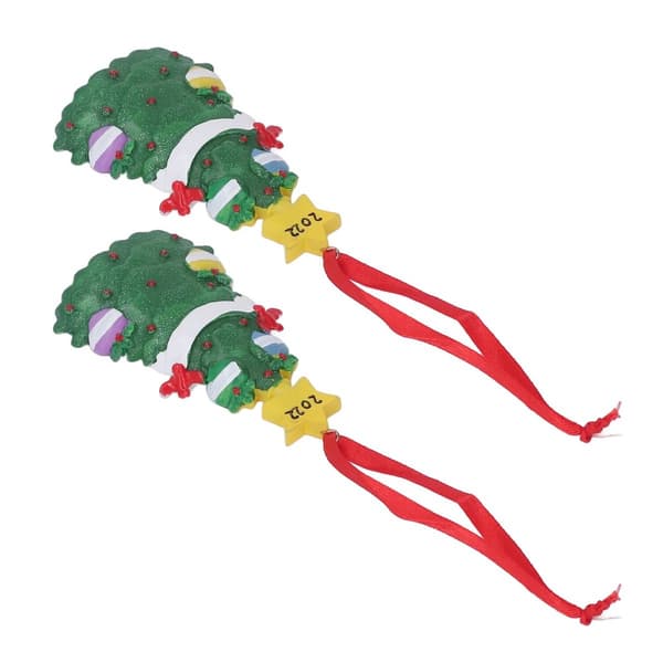 2 Pieces Resin Christmas Tree Pendants Carved Hand-Painted KLB
