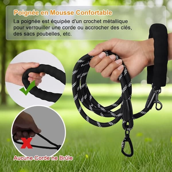Dog Leash, Long Leash with Padded Handle, Suitable for Small, Medium, and Large Dogs.