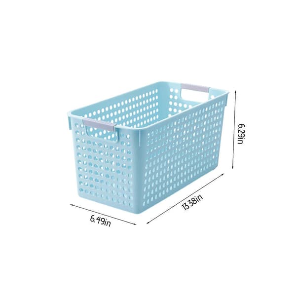 Plastic Laundry Basket - Silver Handle, Foldable, Space-Saving, Toy Storage (FMY) Blue Blue
